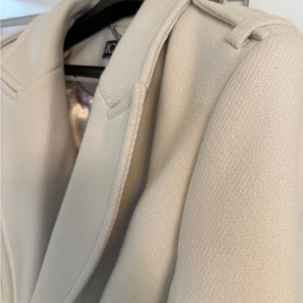 J. Crew Cream Trench Coat L ivory wool - Picture 7 of 11
